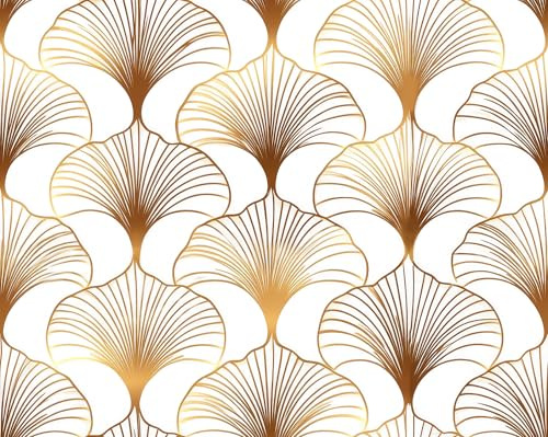 ReWallpaper Carta Adesiva per Mobili Bianca e Oro Pellicola Adesiva Fantasia Geometrica per Ante Armadi Moderno Oro Carta Da Parati Autoadesiva Camera Da Letto Soggiorno Rimovibile 44.5CMx3M