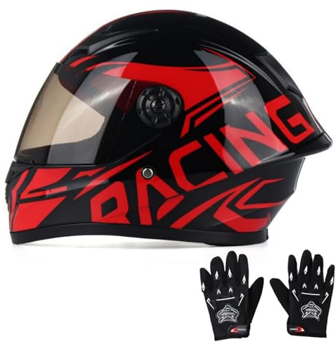 Casco De Motocross Infantil, Casco Integral con Visera Solar para Niños Y Niñas De 3 A 10 Años, Casco para Patinete Infantil con Guantes, Homologado ECE 22.06 B,M/(49~50cm)