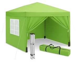 Patukshop Carpa Plegable Gazebo 3x3m con 4 Paredes y 4 Bolsas de Arena de Regalo Verdes, Cenador Pabellón de Jardín para Camping, Fiestas, Exterior, Color Verde Manzana Anti -Lluvia Y UVA 50