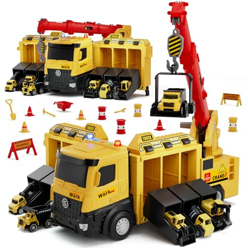 Lehoo Castle Construction Truck Toy Set, Gift for 3-7 Years Old Boys Girls
