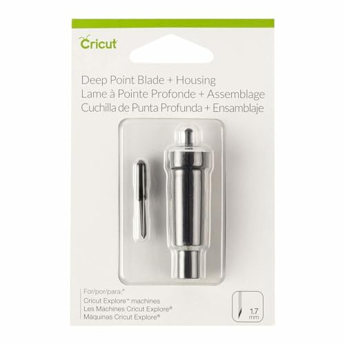 Cricut Deep-Point Blade + Housing,Cutting Blade with Deep Cut Housing,Cut Materials up to 1.5mm Thickness,for Personalized Crafts,Compatible with All Cricut Maker & Explore Machines, 1D x 3W x 4.5H