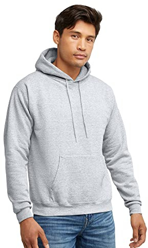 Hanes Men's Pullover EcoSmart Hooded Sweatshirt, Light Steel, Large