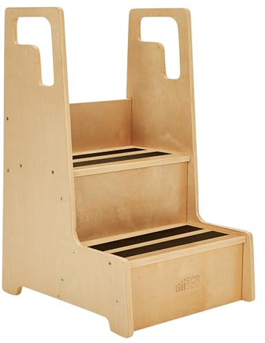 ECR4Kids Reach-Up Step Stool with Handles, Kids Furniture, Natural