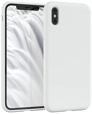 EAZY CASE Premium Silikon Handyhülle kompatibel mit iPhone X/XS, Slimcover mit Kameraschutz und Innenfutter, Silikonhülle, Schutzhülle, Bumper, Handy Case, Hülle, Softcase, Weiß