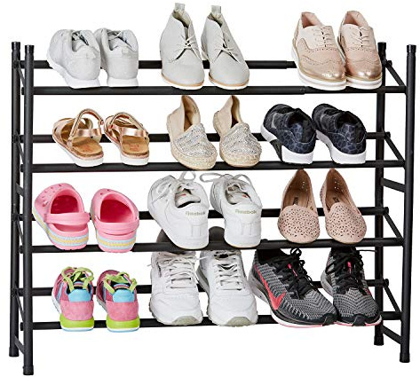 LOVE IT STORE IT Loft Schuhregal schmal aus Metall - Offenes Regal für bis zu 20 Paar Schuhe - Ausziehbar, stapelbar, stabil - Matt schwarz