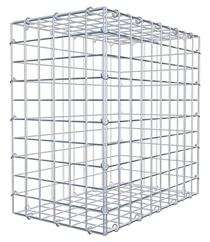 GABIONA Panier à pierre carré - Dimensions des mailles : 5 x 5 cm - Profondeur : 30 cm - Gabion : 50 x 50 x 30 cm (L x H x P) - Anneau en C
