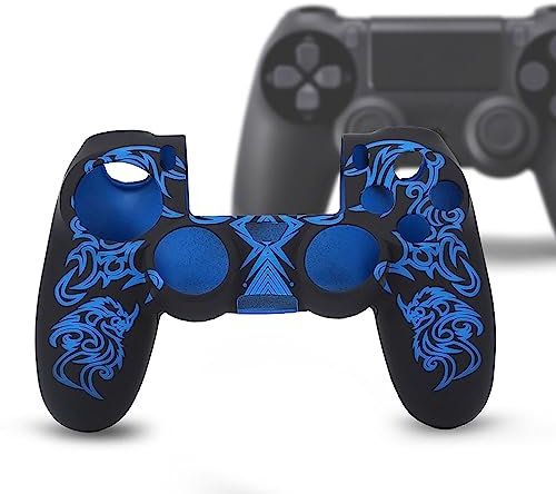 Hülle für PS4 Controller, Weiche Silikonhülle Skin Grip Shell Cover für Playstation 4 PS4 Controller(Schwarz Blau)