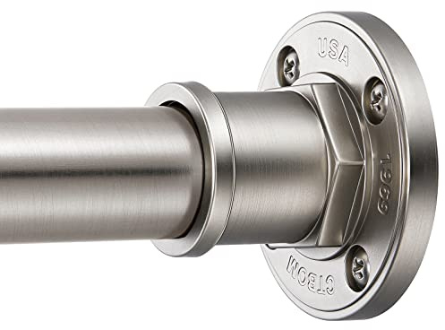 BRIOFOX Industrial Shower Curtain Rod - 2-in-1 Design Tension Curtain Rod - Never Rust Non-Slip 43 to 72 Inch 304 Stainless Steel, Brushed Nickel Window Curtain Rod