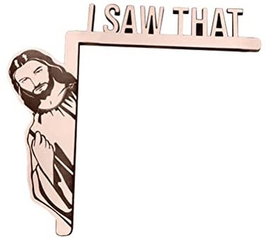 avasee Lustiges Holz-Türschild mit Aufschrift Jesus I Saw That, Erdtöne, skurriler Stil, Befestigung an der Tür, Heimdekoration