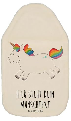 Mr. & Mrs. Panda Personalisierte Wärmflasche Einhorn Happy - Personalisierte Geschenke, Einhörner, Wärmflaschenbezug mit Namen, Unicorn,
