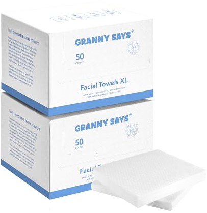 GRANNY SAYS Serviette Visage Skincare, 100 Pièces Lingettes Demaquillante Visage et Yeux, Serviette Microfibre Visage Ultra Douces, Serviettes Jetables pour le Visage et le Démaquillage, Face Towels
