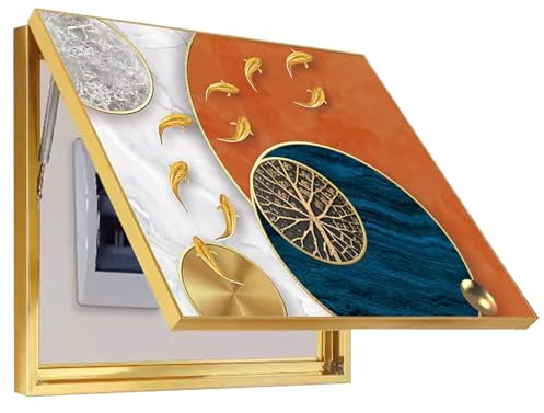 Electrical Meter Cover Panel Hide Paintings Vertical Switch Box Distribution Box Wall Hanging Paintings Free Punching (50x40cm/19.7x15.7inch,B)