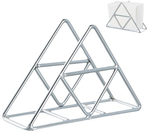 Rapidbok Dreieckiger Serviettenhalter aus Edelstahl - Metall Serviettenhalter für Küchen, Esstische & Picknicktische (Silber)