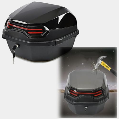 UYTOIZ 35L Motorrad Topcase, Wasserdicht Motorrad Heckbox, Motorradkoffer Mit Sicherheitsschloss, Für Lagerung Motorradhelm, Einfach En Abnehmbar (Farbe : Schwarz, Größe : 41x40x30cm)