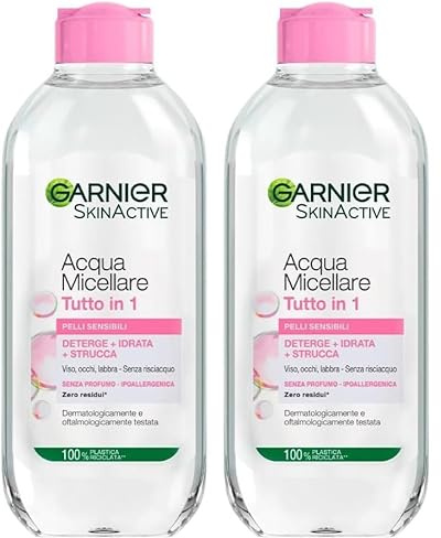 Garnier SkinActive, Acqua Micellare Tutto in 1, Pelli sensibili, Maxi formato, 400 ml (Confezione da 2)
