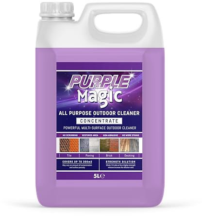 Purple Magic - All Purpose Outdoor Path and Patio Cleaner | Concentrated Mould, Mildew, Lichen, Algae Remover | Decking, Driveways, Rooftops, Spray & Leave Cleaner (Up to 300m2 coverage) - 5 Litre