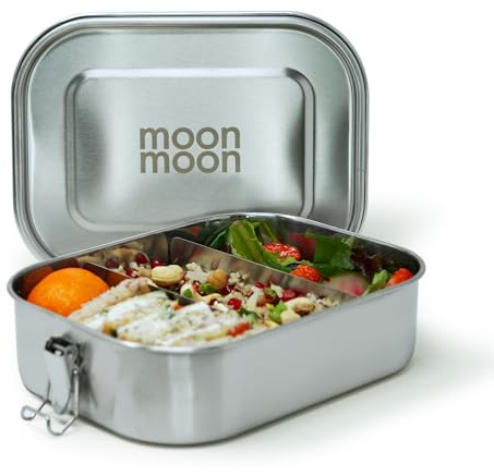 Moonmoon Stainless Steel Lunch Box (1.4L) | Large Metal Bento Box with compartments for adults & children