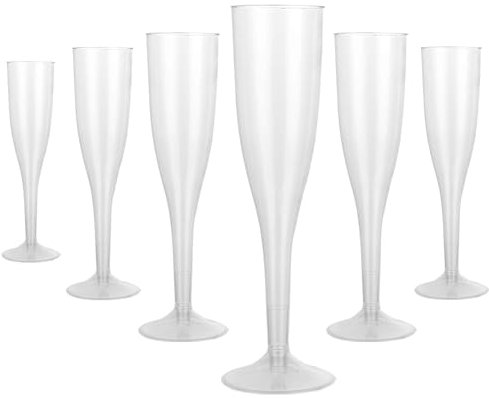 VIDETOL 90 Stück Transparent Sektgläser, 184 ml, Wiederverwendbar, Zylindrisch, Polybeschichtet, Champagnergläser, Sektgläser, Kunststoff, Hochzeit, Geburtstag