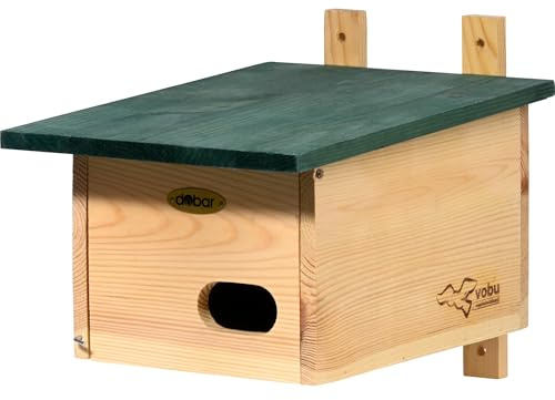 dobar VOBU Nistkasten aus Holz für Mauersegler - Höhlen-Nistkasten mit Ø 64 x 32 mm Einflugloch - Grün