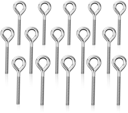 15 tornillos con ojal de acero inoxidable, M6, M8, M10, vástago largo, tuerca anular, 47/60/73 mm, tornillo ocular para rollo de fijación y colgar