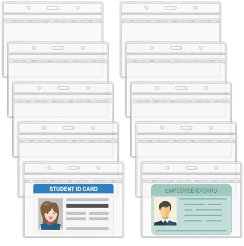 Xyvor 100 Piezas Funda Tarjeta Identificación, 95x80 mm Porta Tarjetas Identificativas, PVC Fundas de Tarjetas de Identificación, Impermeables y Resellables, para Escuela Oficina Exposición