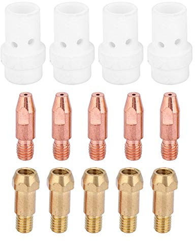36KD MIG svetsbrännare delar Kontaktspets gasspridare spetshållare Set Premium kvalitet utbytessats för Binzel 36KD MIG svetsbrännare 5 kontaktspetsar 5 spetshållare 4 gasspridare (Ledande spets 1,0