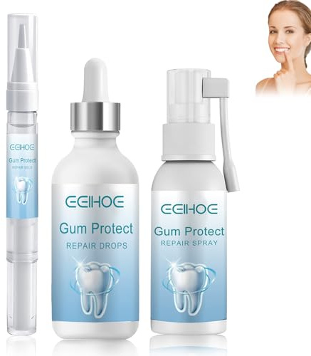 Gel Gengivale+Gocce per Crescita Delle Gengive+Spray Trattamento dei Denti