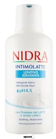 Nidra Intimolatte Lenitivo Lot de 12 lotion de lavage intime hydratante au lait pH 4,5 avec protéines de lait et acide lactique 500 ml + porte-clés Italy shop