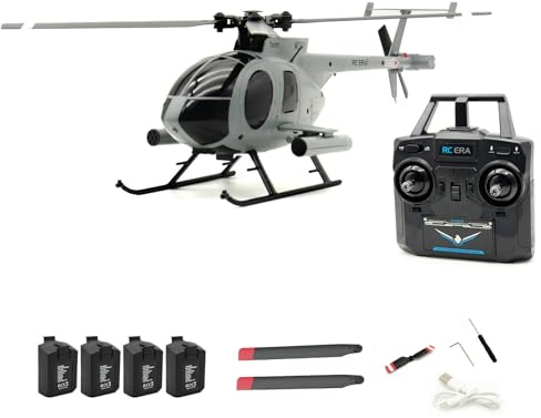 RC ERA C184 MD500 - Elicottero radiocomandato a rotore singolo, 2,4 GHz, 4 canali, Flybarless, con sensore di flusso ottico, mantenimento dell'altezza e stabilizzazione giroscopica a 6 assi, modello