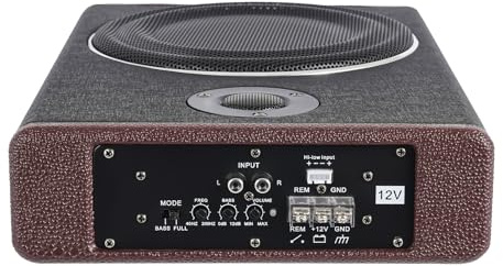 JUDEMII 600 W undersäte subwoofer bil aktiv 8 tums högtalare bil | Subwoofer undersäte stereo svart, baslåda med hög chton-aktiva högtalare och förstärkarsubwoofer, 36,5 x 26 x 6,8 cm