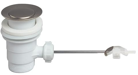Wirquin 30723221 Bonde de lavabo en plastique à fermeture à tirette, blanc et chromé