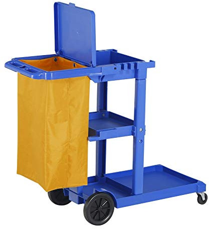 Chiner - Carro de limpieza multifunción azul con tapa y bolsa