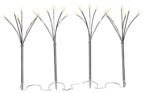 Set di 4 spine da giardino a forma di stella, 60 cm, 24 LED, decorazione natalizia per esterni con timer (vano batteria)