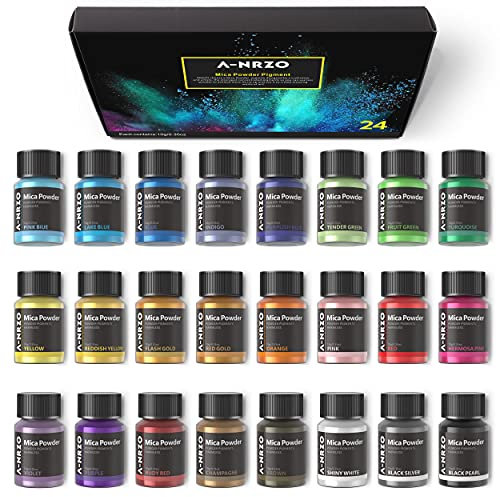Epoxidharz Farbe Mica Pulve-24Farben* 10g Epoxidharz pigmentpulver Geeignet Für Seifenfarbe,Make-up, Lipgloss, Lidschatten,Badebombe, Kerzenherstellung, Resin Pulverfarbe