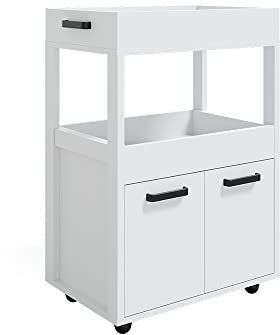 Vicco Rollcontainer Simon, rollbare Küchen-Minibar, Weiß, 40 x 89 cm