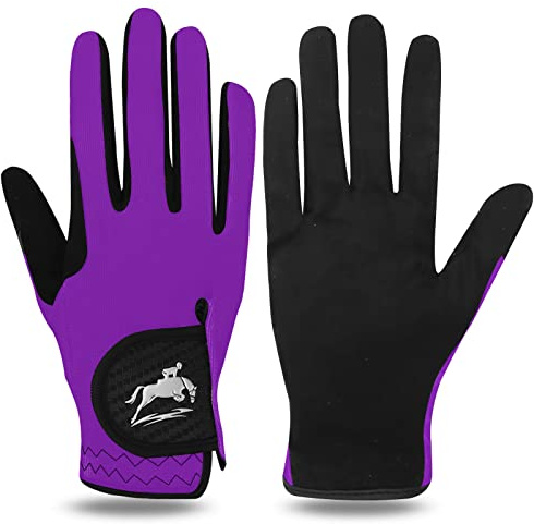 FINGER TEN Comodi guanti da equitazione traspiranti per rendere le mani asciutte e comode durante la guida e il ciclismo (viola, S)