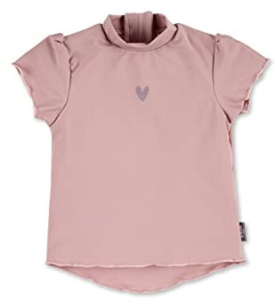 Sterntaler Badeshirt Herz – UV-Schutz 50+ Kurzarm Schwimmshirt Mädchen – Badeoberteil mit Herzchen-Druck, Flügelärmeln & Reißverschluss – zartrosa, Größe 116