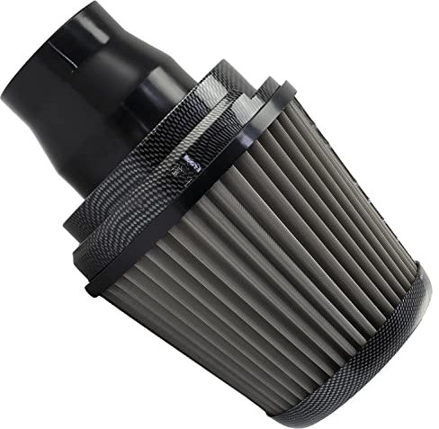 AERZETIX - C64452- Filtre à air sport Ø65 mm universel - couleur fibre de carbone - pour voiture compétition tuning carrosserie auto moto décoration mécanique système d'admission d'air moteur