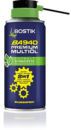 BOSTIK Spray multifunción BA940 Premium Multiöl 8 en 1 – Ingredientes de base biológica, aceite transparente, pulverización desde cualquier posición, tubo de pulverización para pulverización puntual