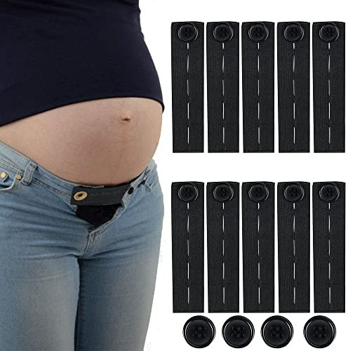 KAGUOl 10 Stück Hosenbunderweiterung, Verstellbare Elastische Hosenbund Verlängerung, Bequeme Hosen Erweiterung, Hosenerweiterung Schwangerschaft, für Jeans und Röcke, für Männer und Frauen