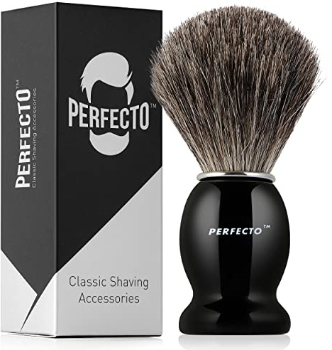 Perfecto Synthetic Bristles Shaving Brush For Men, Engineered for The Best Shave of Your Life. Shave Brush for Wet Shave for Safety Razor - Barbers Accessories, Gift For Him