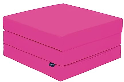 Ready Steady Bed Matelas pliable simple en Z | Lit cube Z pliable résistant à l'eau | Salon chambre à coucher soirée pyjama | Pouf futon confortable | Fauteuil confortable durable léger (rose)