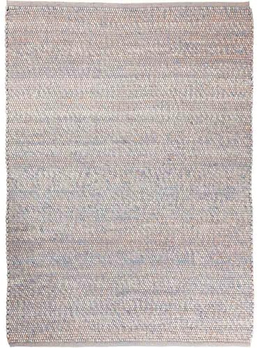 Knutzen Wohnen Mala Wollteppich flach gewebt 60 x 110 cm Blau-Kupfer Mix - Teppich Wolle Natur - Handgewebter Schurwollteppich mit angenehmem Lauferlebnis