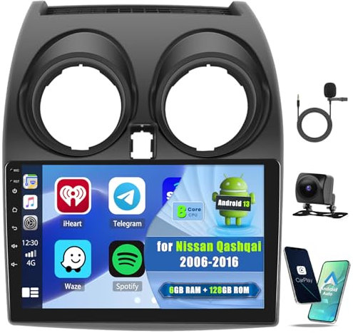 6+128GB 8 Core Android Autoradio Wireless CarPlay Radio con GPS per Nissan Qashqai 2006-2016 Android Auto Radio con 9 Pollici Touchscreen Bluetooth Stereo Auto WiFi FM