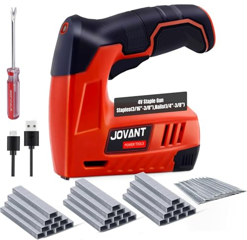 Electric Staple Gun with 3000 Staples 650 Nails, Upholstery Staple Gun for Wood Crafts Carpentry Decoration DIY, 4V 2 in 1 Cordless Brad Nailer Fits 18GA 1/4-1/2 Nails and 22GA 3/16-3/8 Staples