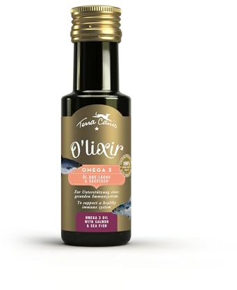 Terra Canis O'LIXIR oljor – laxolja med omega 3, 100 ml | för att stödja immunsystemet | Lämplig för kroniska inflammatoriska sjukdomar | Premium hundtillskott I Kärleksfullt tillverkat