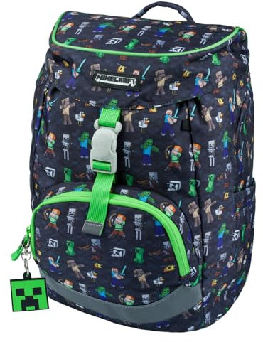 Baagl Schulranzen für 1. Klasse Jungen, Airy Schulrucksack, Ultraleicht Schule Tasche Kinder, Schultasche, Grundschule Ranzen (Minecraft)