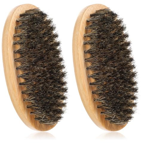 2 Stück Kleine Bartbürste Männer Weiche Bartbürste Aus Wildschweinborsten Mini Reise Bart Bürste Mit Holzgriff Taschen Bartglätterbürste Bartkamm Männer Für Tägliche Bartpflege