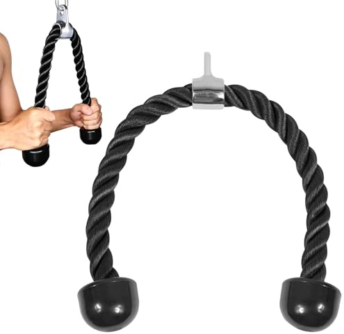 HIUOUIH Corda Tricipiti Maniglia per Corda in Nylon Corda per Allenamento Tricipiti Cavo per Tricipiti per Attrezzi Ginnici Meccanici da Palestra Domestica, Nero