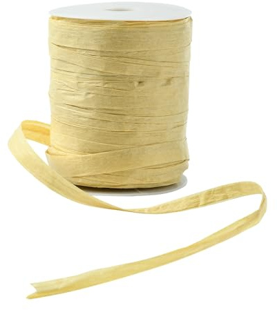 UR URLIFEHALL 100m Natural Raffia Ribbon Bundles Pale Goldenrod Raffia Cord Paper Twine for Gift Wrapping Crochet Crafts Bouquets Decoration